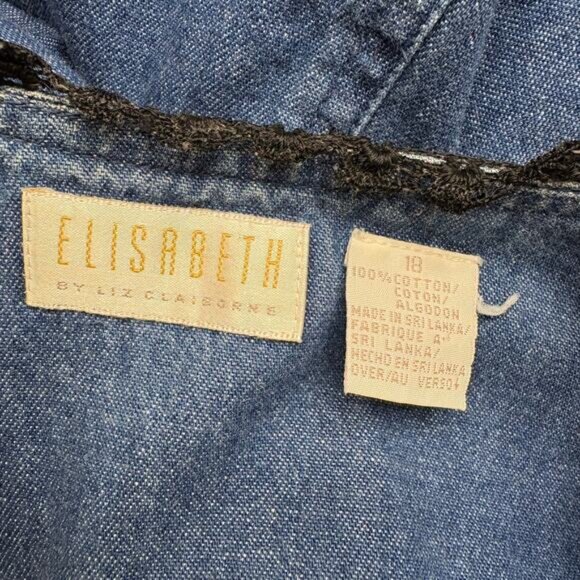 Elisabeth Size 18 Denim Dress Vintage Maxi Long Sleeve Western Prairie Modest - Picture 5 of 14